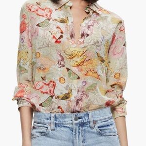 Alice + Olivia Pastel Map & Animal Print Button-Down Shirt